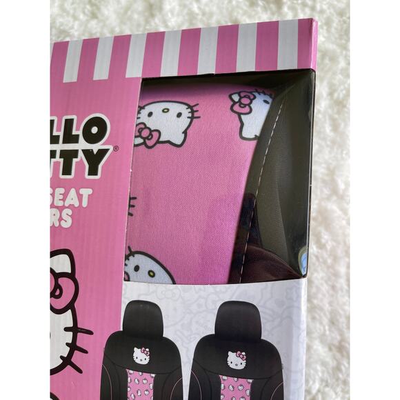Hello Kitty Pink Black Car Front Seat Covers Set of 2 Cute Stylish Accessory NEW - Picture 5 of 10